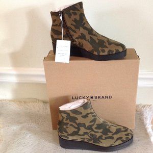 Lucky Brand  Karmeya Waterproof Camo Suede Booties